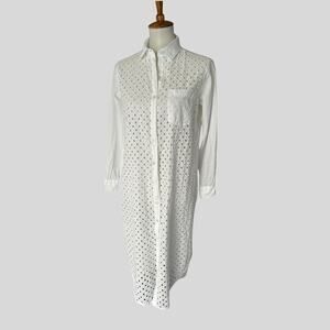 Blue Island White Eyelet Button Shirt Dress – Size S